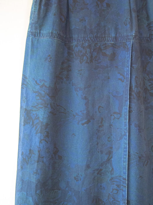 Overdyed Floral Panel Denim Skirt