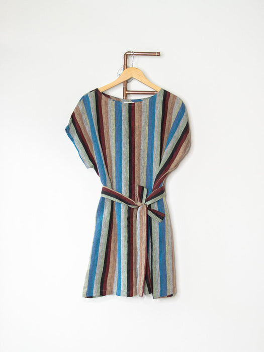 Linen Vertical Stripe Dress w/Belt