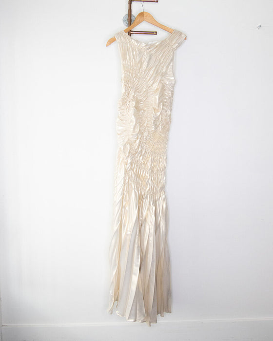 Metallic Ruched Gown