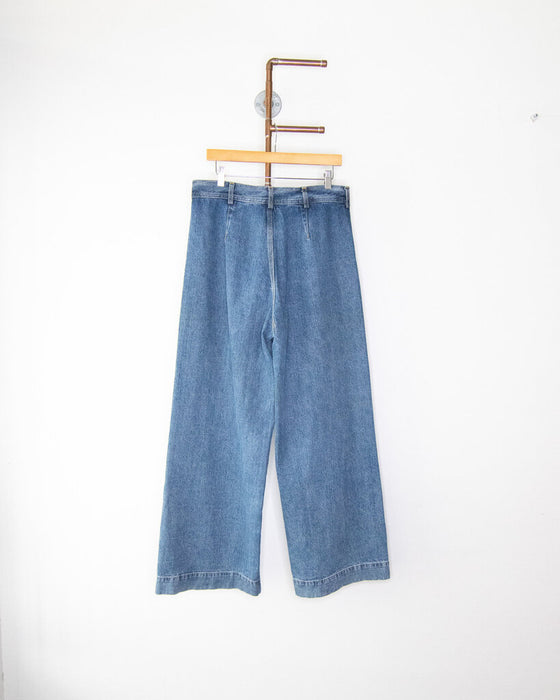 Wide Leg Sailor Pants in Denim
