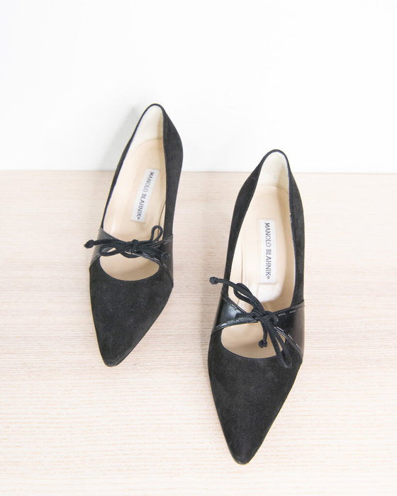 Suede & Leather Pointed Toe Pumps