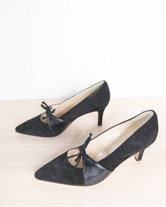 Suede & Leather Pointed Toe Pumps