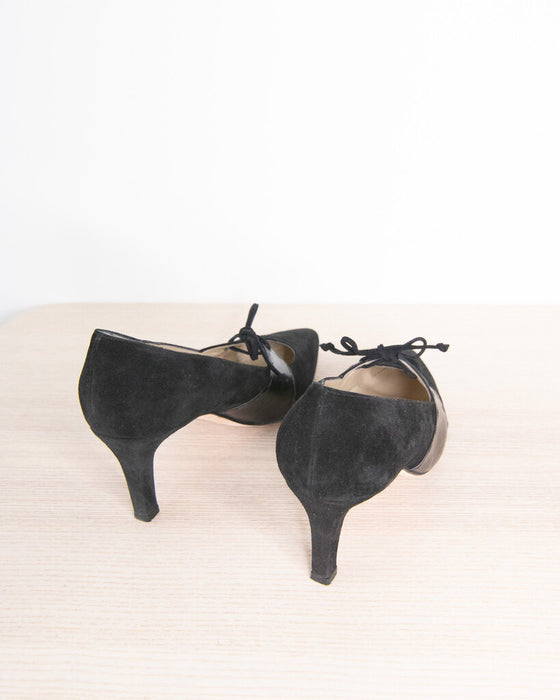 Suede & Leather Pointed Toe Pumps