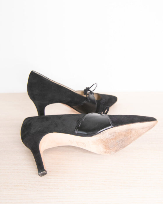 Suede & Leather Pointed Toe Pumps