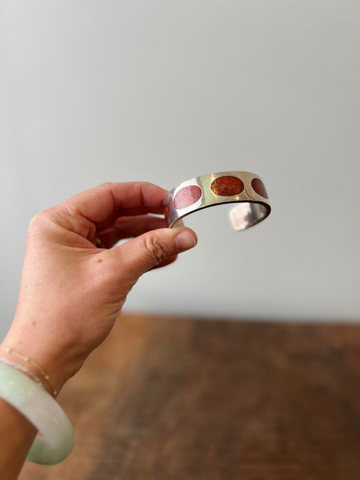 Silver and Oval Stone Bangle