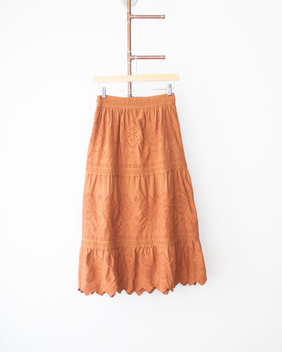 Cotton Eyelet Skirt, Size XS