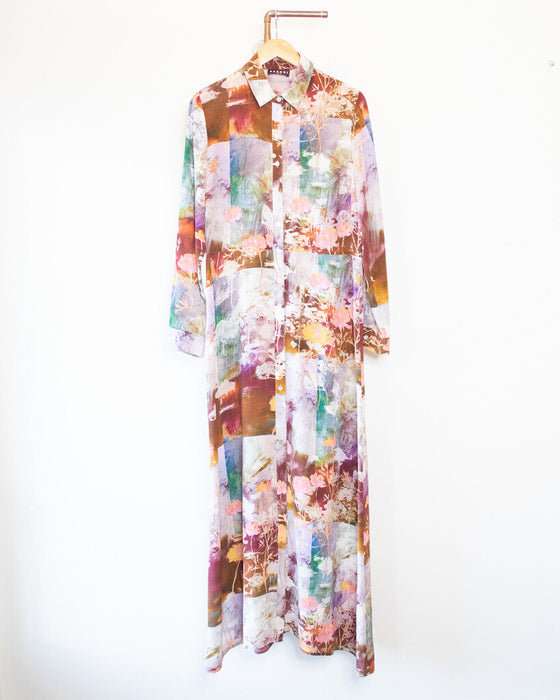 Silk Floral Dress, Size Large