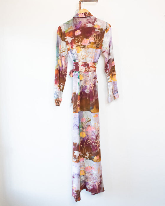 Silk Floral Dress, Size Large