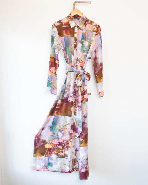 Silk Floral Dress, Size Large