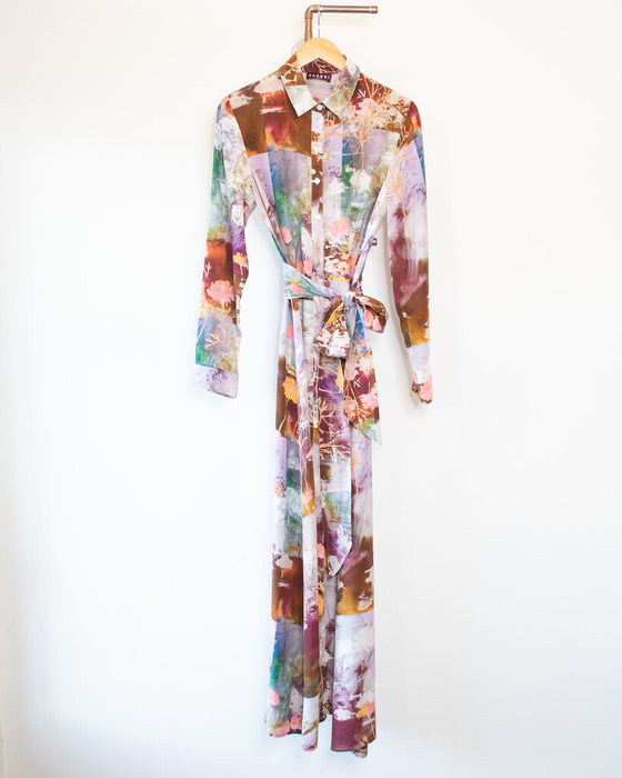 Silk Floral Dress, Size Large