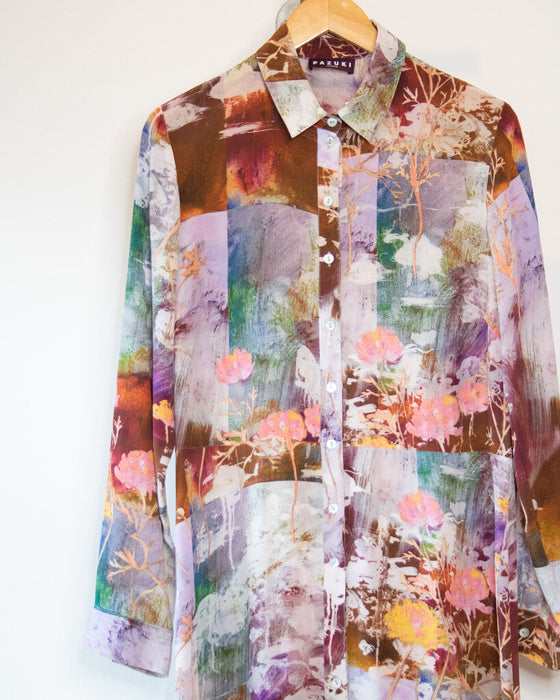 Silk Floral Dress, Size Large