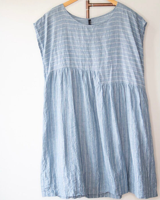 Linen Strip Dress, Size Large