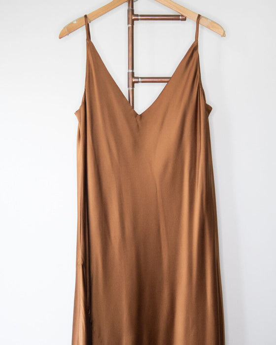 Double Silk Slip Dress, Size XL