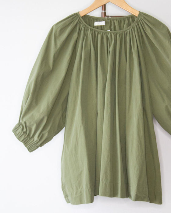 Gathered Poplin Top, Size XL