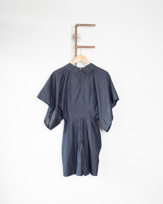 Kimono Sleeve Chambray Romper, Size XS