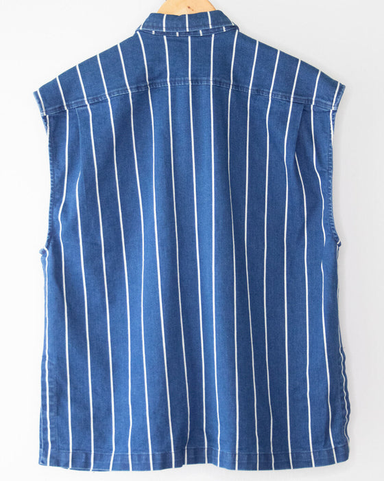 Striped Denim Vest, Size Small