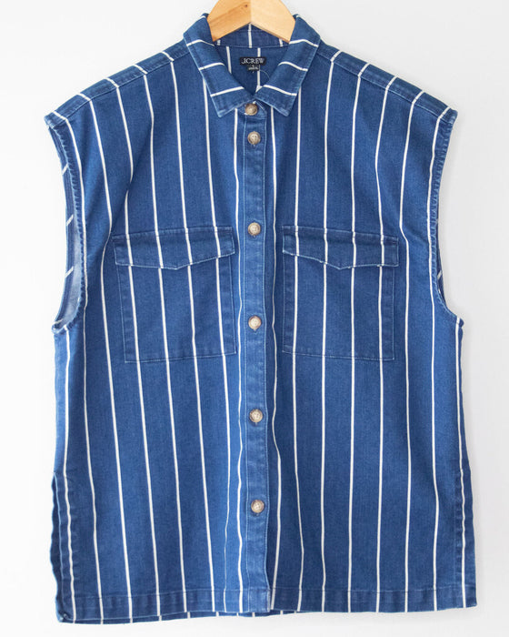 Striped Denim Vest, Size Small