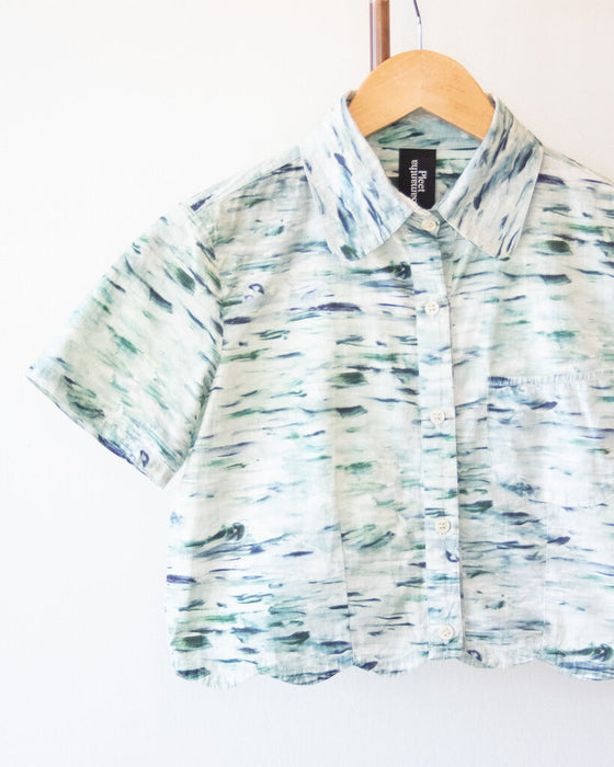 Scalloped Crop Shirt, Small