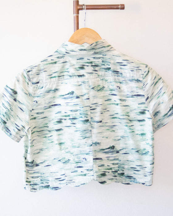 Scalloped Crop Shirt, Small