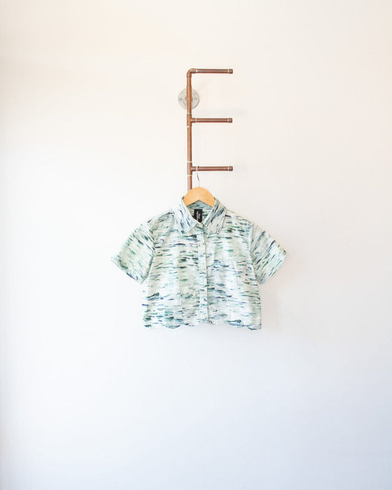 Scalloped Crop Shirt, Small