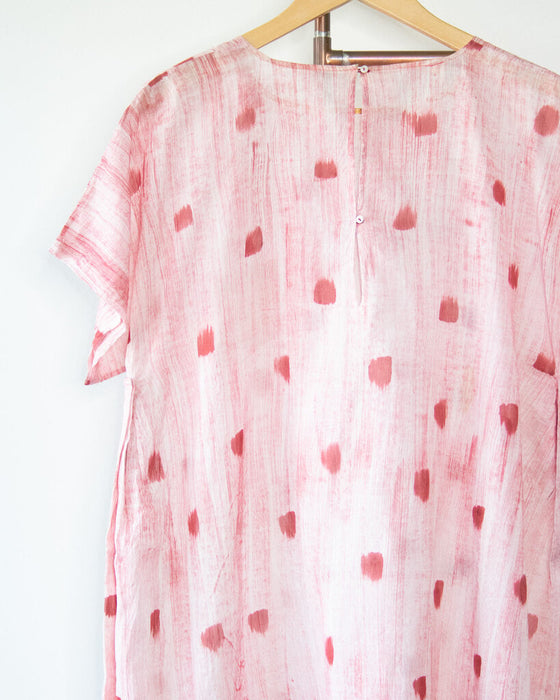 Silk Blend Painted Print Dress, Size 40