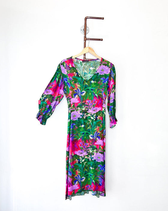 Crepe Floral Long Sleeve Dress