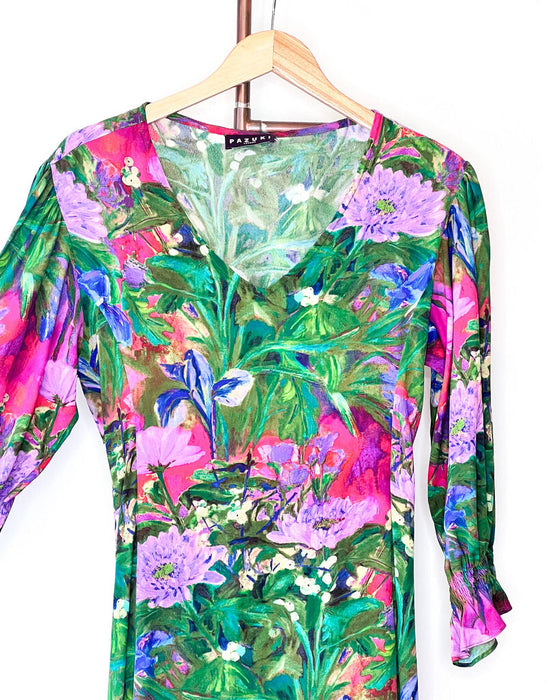 Crepe Floral Long Sleeve Dress