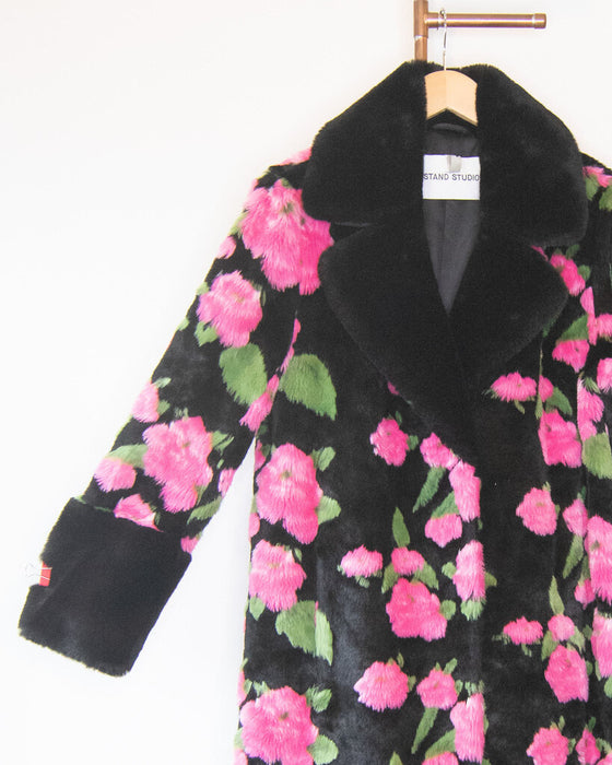 Floral Faux Fur Coat
