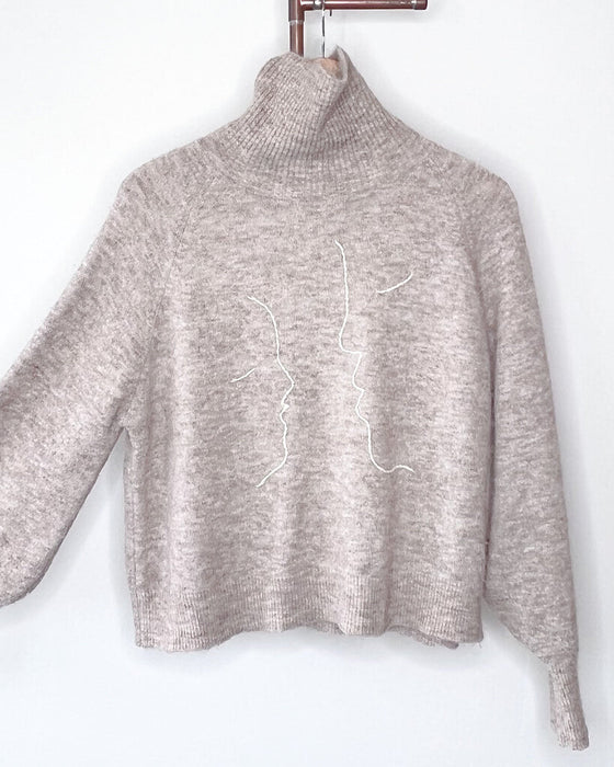 Kiss Embroidered Turtleneck