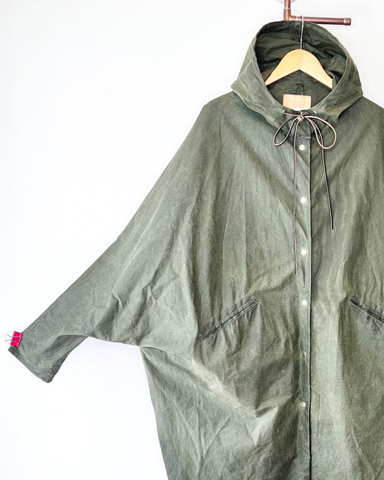 Waxed Hooded Rain Coat