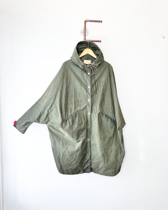 Waxed Hooded Rain Coat