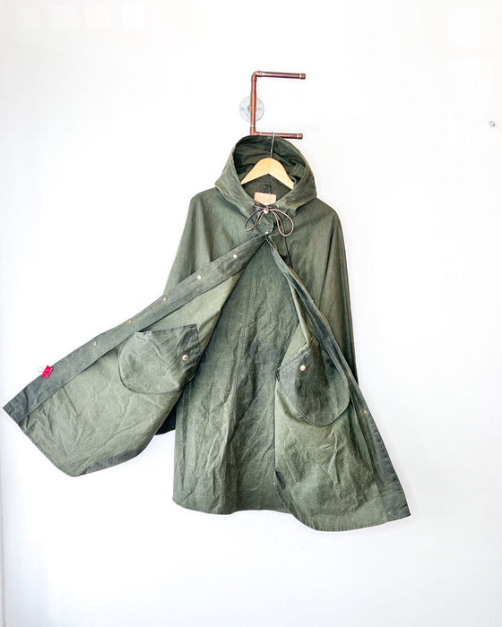 Waxed Hooded Rain Coat