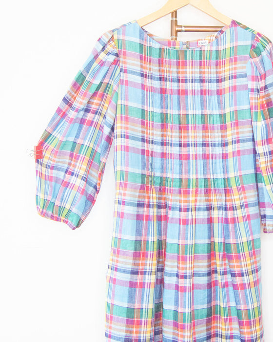 Pintuck Madras Dress