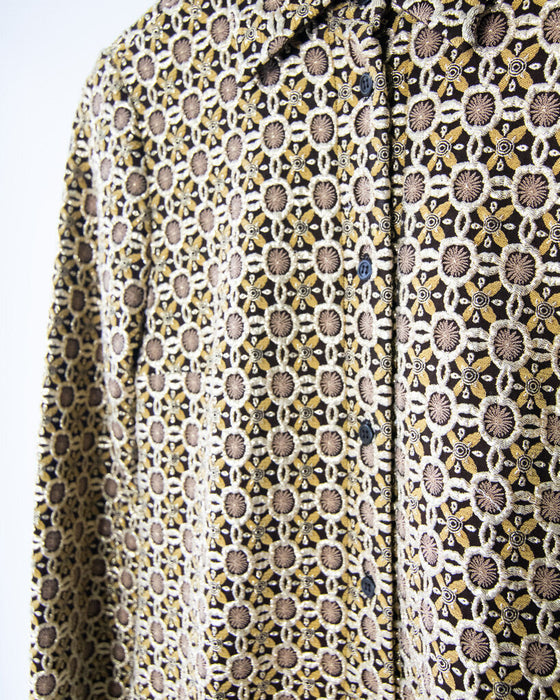 Y2K Gold Brocade Shirtdress