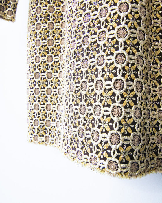 Y2K Gold Brocade Shirtdress
