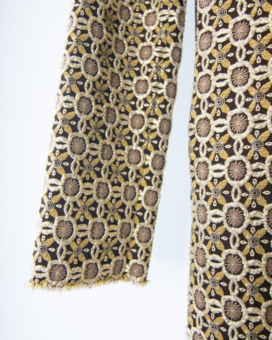 Y2K Gold Brocade Shirtdress