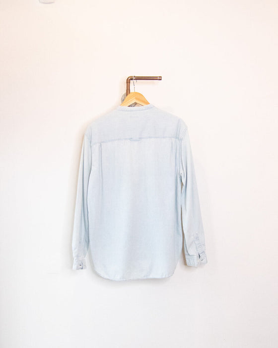 Collarless Denim Pullover