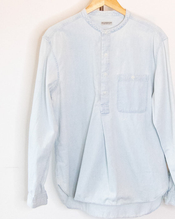 Collarless Denim Pullover