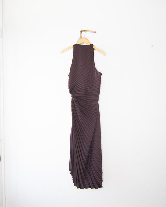 Pleated High Neck Dress