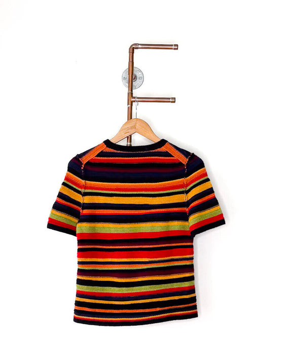 Cashmere Striped Short Sleeve Sweater