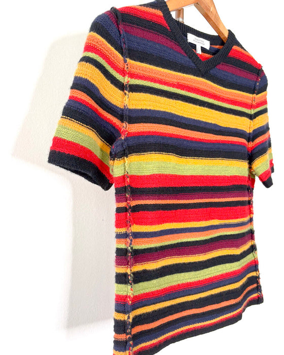 Cashmere Striped Short Sleeve Sweater
