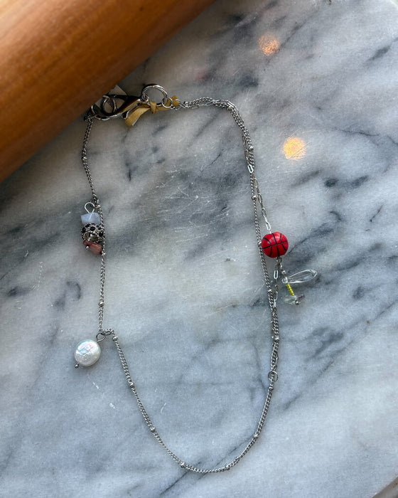 Double Stainless Steel Chain Charm Necklace