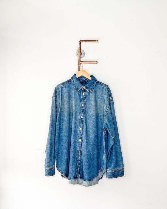 Boxy Snap Front Denim Long Sleeve
