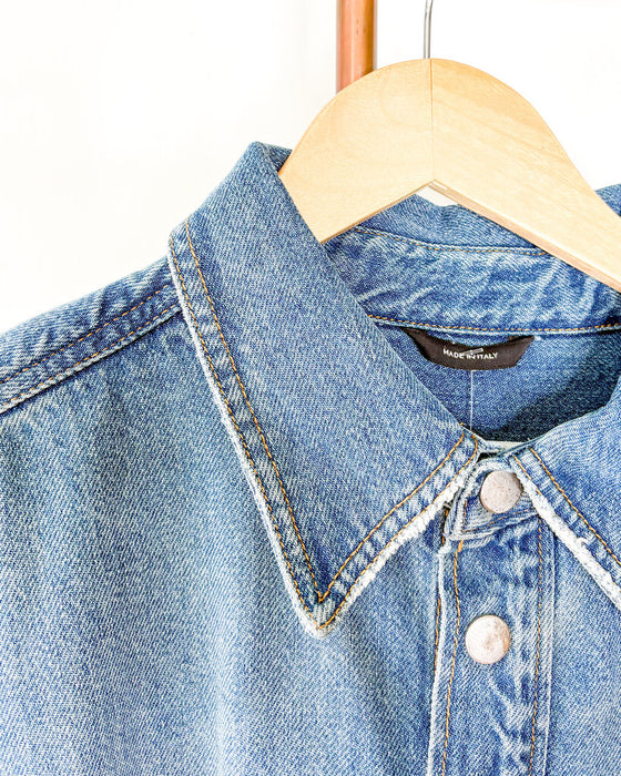 Boxy Snap Front Denim Long Sleeve