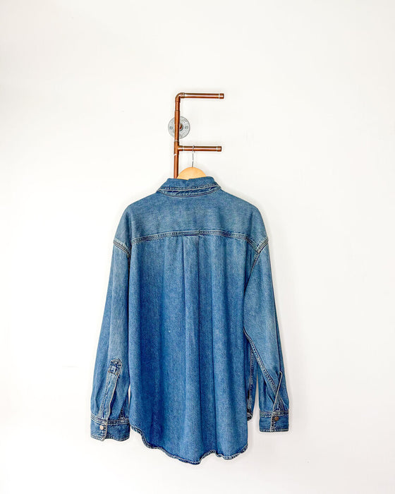 Boxy Snap Front Denim Long Sleeve