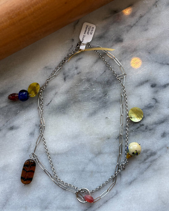 Double Stainless Steel Chain Charm Necklace