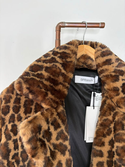 Leopard "Iris" Long Faux Fur Coat NWT