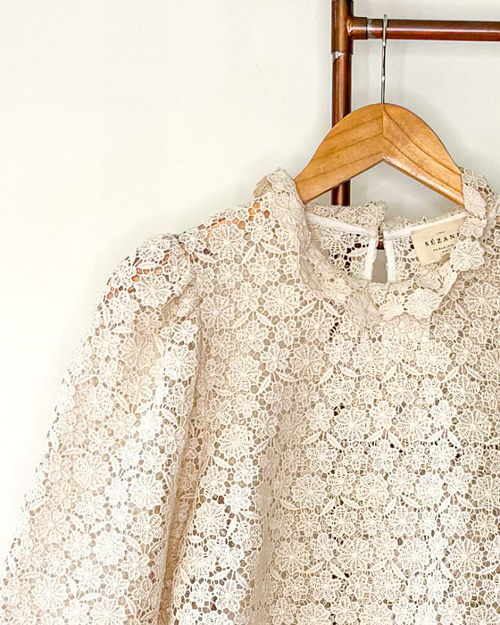 "Lisana" Guipure Lace Ruffle Top