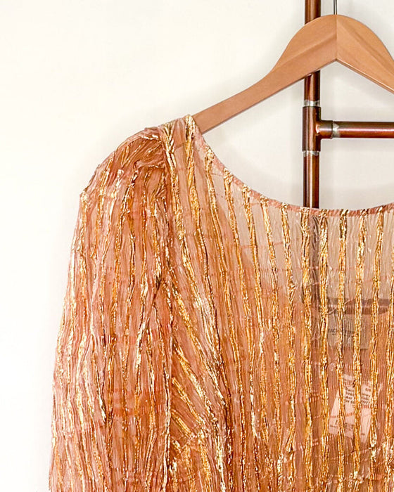 Crinkle Metallic Swoop Neck Tunic