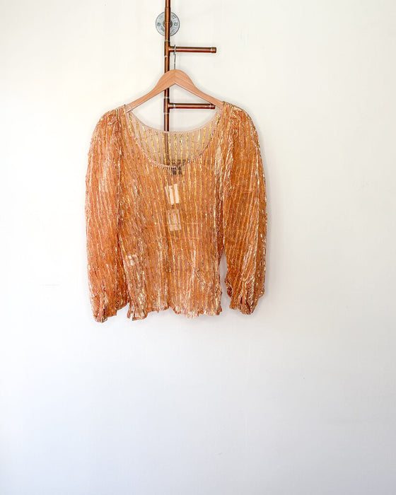 Crinkle Metallic Swoop Neck Tunic